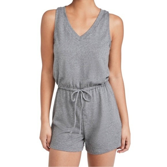 Madewell MWL Breeze Drawstring Shorts Romper Heather Gray Women’s Size Small - Picture 3 of 13